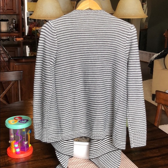 Striped Knit Cardigan with Draped Front - Picture 3 of 5